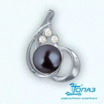 Подвеска с жемчугом и фианитами Линии Любви