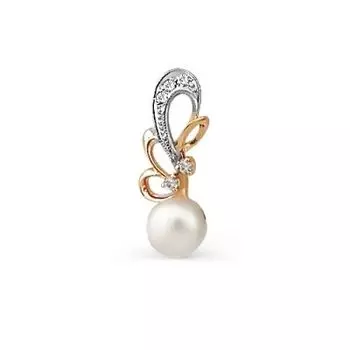 Подвеска с жемчугом и фианитами Линии Любви