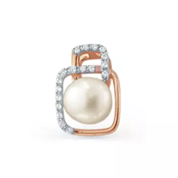 Подвеска с жемчугом и фианитами Линии Любви