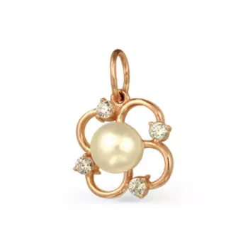 Подвеска с жемчугом и фианитами Линии Любви