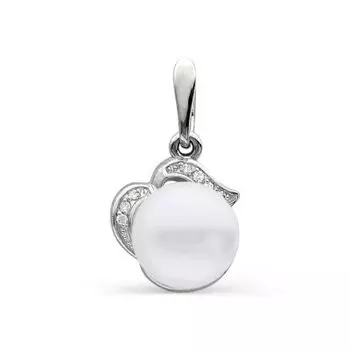 Подвеска с жемчугом и фианитами Линии Любви