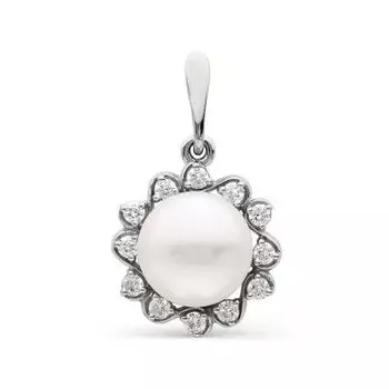 Подвеска с жемчугом и фианитами Линии Любви