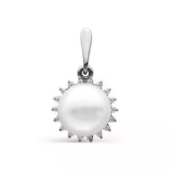 Подвеска с жемчугом и фианитами Линии Любви