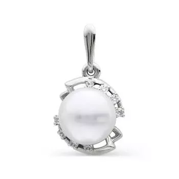 Подвеска с жемчугом и фианитами Линии Любви