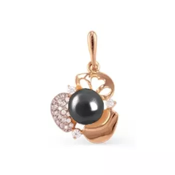 Подвеска с жемчугом и фианитами Линии Любви