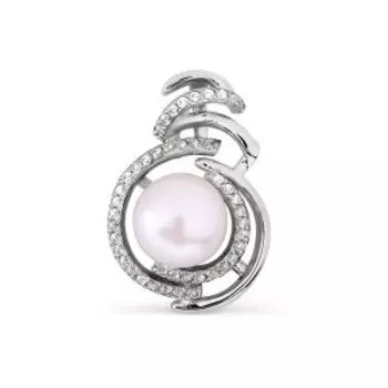 Подвеска с жемчугом и фианитами Линии Любви