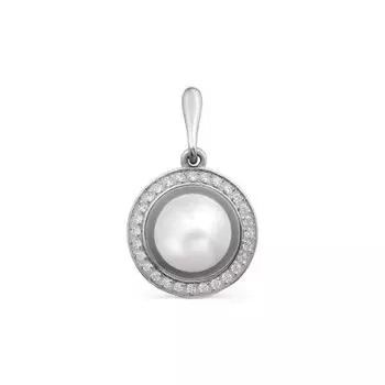 Подвеска с жемчугом и фианитами Линии Любви