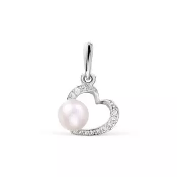 Подвеска с жемчугом и фианитами Линии Любви