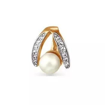 Подвеска с жемчугом и фианитами Линии Любви