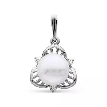 Подвеска с жемчугом и фианитами Линии Любви