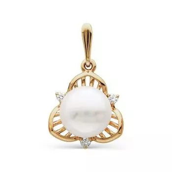 Подвеска с жемчугом и фианитами Линии Любви