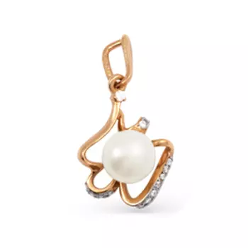 Подвеска с жемчугом и фианитами Линии Любви