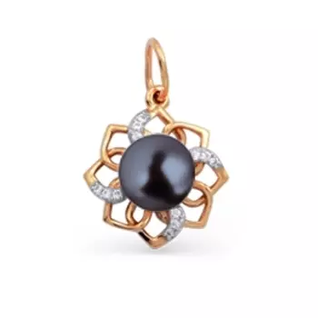 Подвеска с жемчугом и фианитами Линии Любви