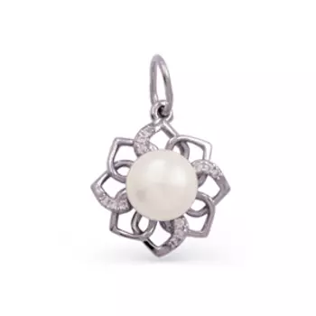 Подвеска с жемчугом и фианитами Линии Любви