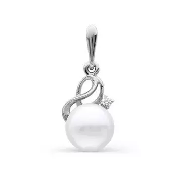 Подвеска с жемчугом и фианитом Линии Любви