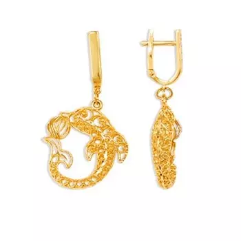 Серьги из желтого золота Линии Любви