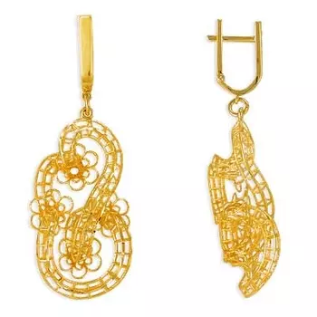 Серьги из желтого золота Линии Любви