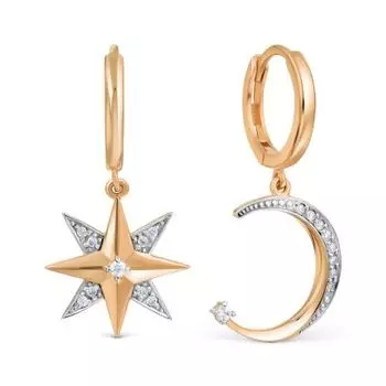 Серьги конго с фианитами Линии Любви