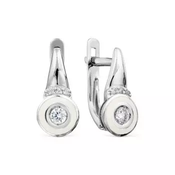 Серьги с эмалью и фианитами Линии Любви