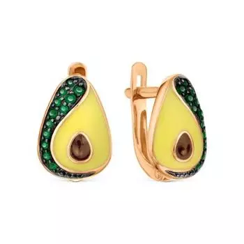 Серьги с эмалью и фианитами Линии Любви