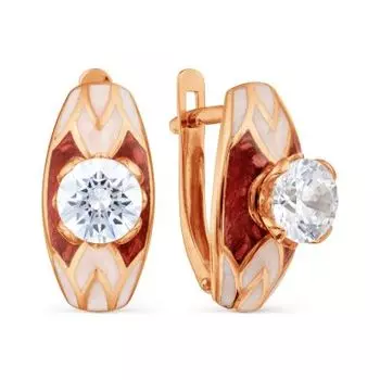 Серьги с эмалью и фианитами Premium Линии Любви