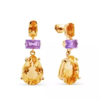 Серьги с аметистами и цитринами Линии Любви