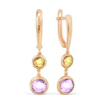 Серьги с аметистами и цитринами Линии Любви