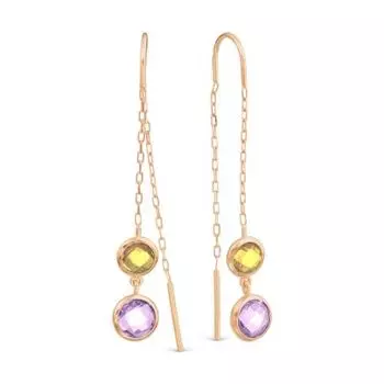 Серьги с аметистами и цитринами Линии Любви