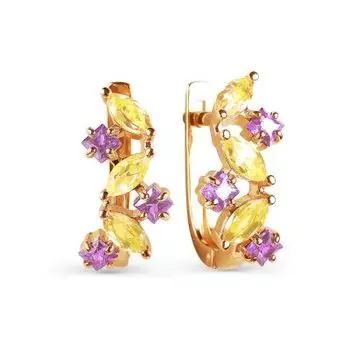 Серьги с аметистами и цитринами Линии Любви