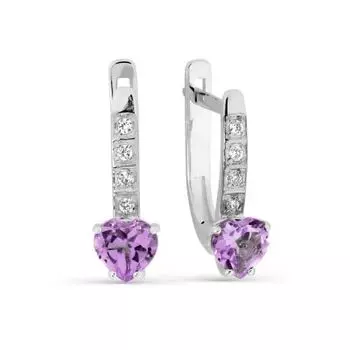 Серьги с аметистами и фианитами Линии Любви