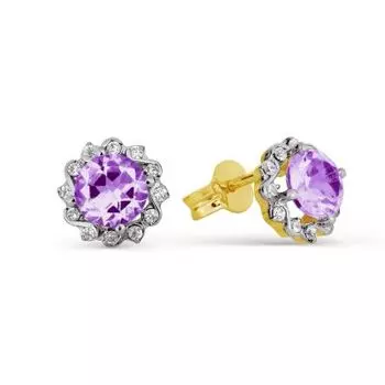 Серьги с аметистами и фианитами Линии Любви