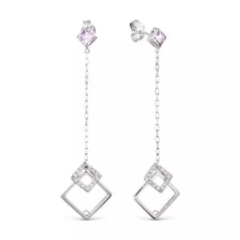 Серьги с аметистами и фианитами Линии Любви