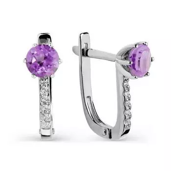 Серьги с аметистами и фианитами Линии Любви