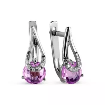 Серьги с аметистами и фианитами Линии Любви
