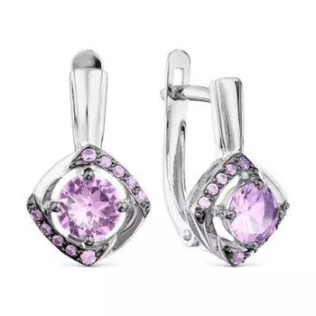 Серьги с аметистами и фианитами Линии Любви