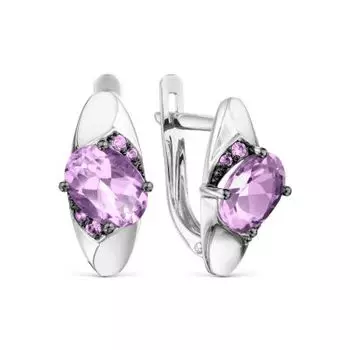 Серьги с аметистами и фианитами Линии Любви