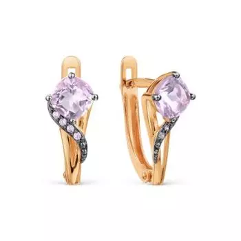 Серьги с аметистами и фианитами Линии Любви