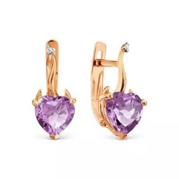 Серьги с аметистами и фианитами Линии Любви
