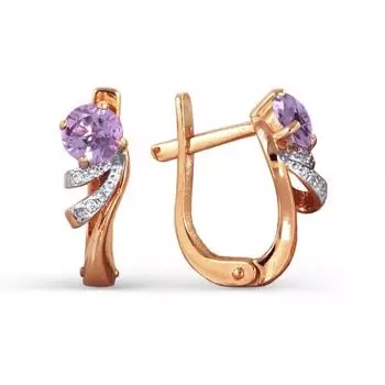 Серьги с аметистами и фианитами Линии Любви