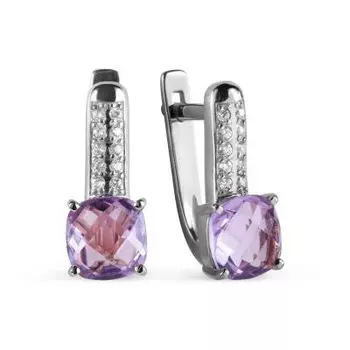 Серьги с аметистами и фианитами Линии Любви