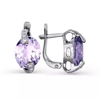 Серьги с аметистами и фианитами Линии Любви