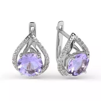 Серьги с аметистами и фианитами Линии Любви