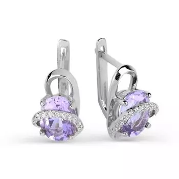 Серьги с аметистами и фианитами Линии Любви