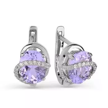 Серьги с аметистами и фианитами Линии Любви