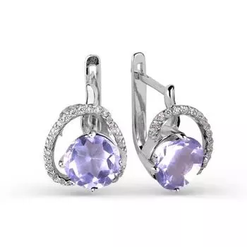 Серьги с аметистами и фианитами Линии Любви