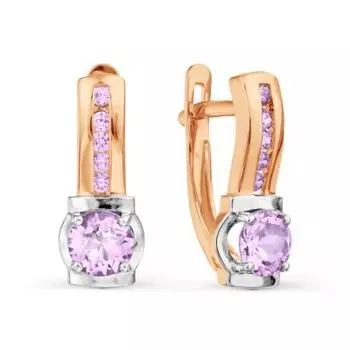 Серьги с аметистами и фианитами Линии Любви