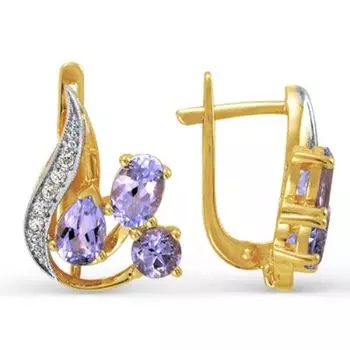 Серьги с аметистами и фианитами Линии Любви