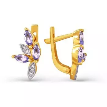 Серьги с аметистами и фианитами Линии Любви
