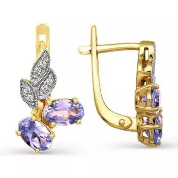 Серьги с аметистами и фианитами Линии Любви