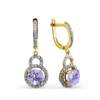 Серьги с аметистами и фианитами Линии Любви